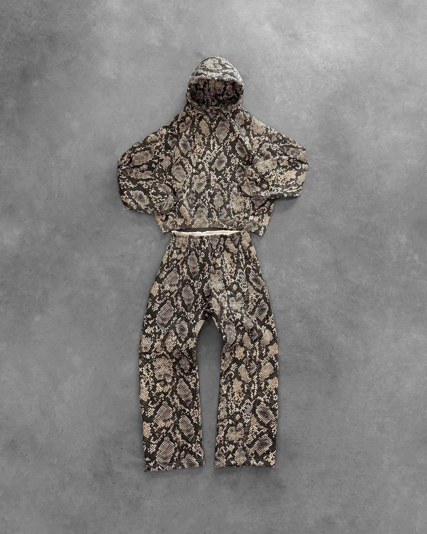 Python Print Neutral Loose-fitting Hoodie Suit