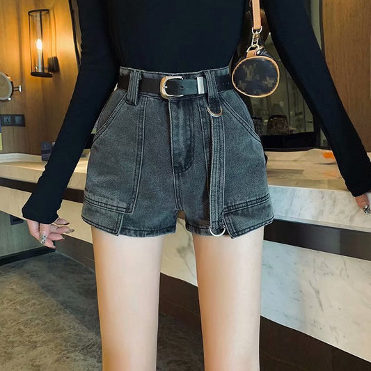 Denim shorts women straight loose women high