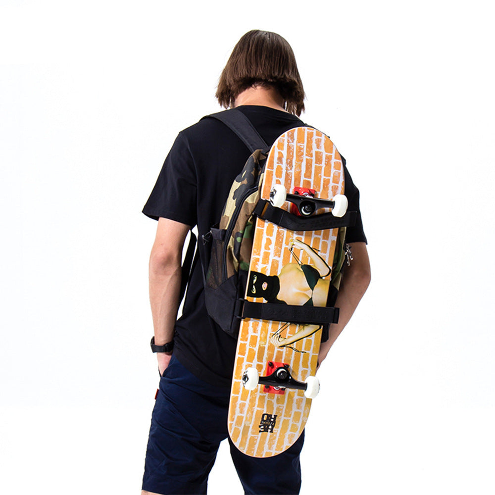 Double-shoulder Skateboard Large-capacity Backpack Multi-functional Double Rocker Land Punching Board