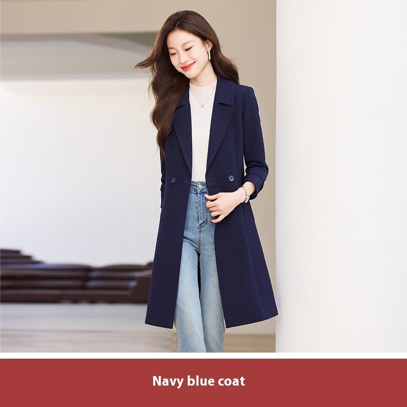 Black Suit Trench Coat Coat For Women Autumn