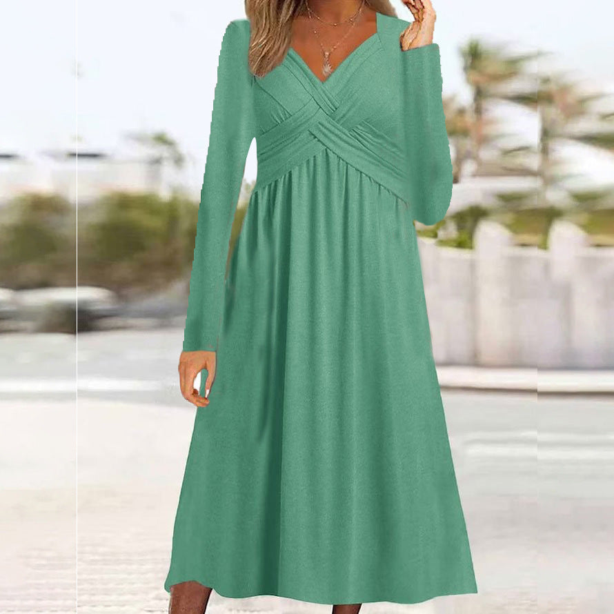 European And American Autumn And Winter New Long Sleeve Casual Loose Cross Dress Women