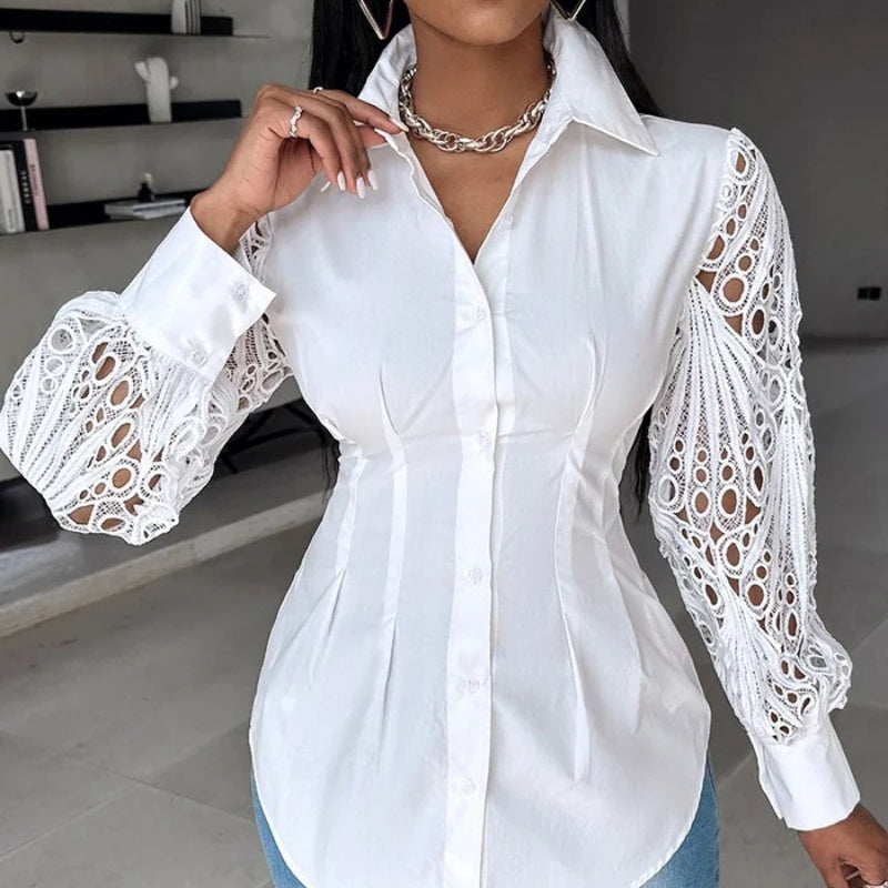 New Women's Lace Stitching Long-sleeved Shirt