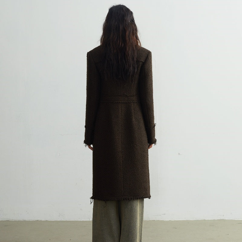 Fringe Damage Wandering Artist Long Woolen Coat