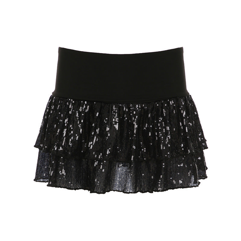 INS Sweet And Sexy Sequin Stitching Cake Skirt