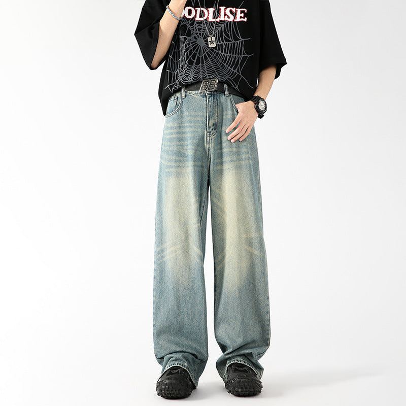 Ice Silk Thin Fashion Brand Baggy Straight Trousers