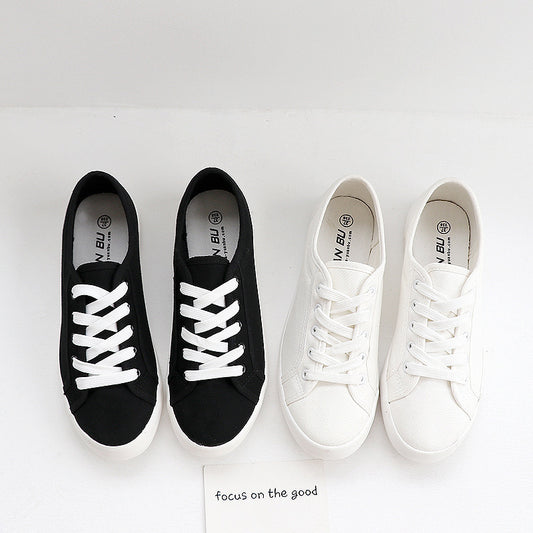 Women's Korean-style Canvas Simple Breathable Low-top White Shoes