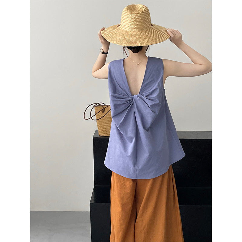 Sleeveless Shirt Loose Mid-length Top