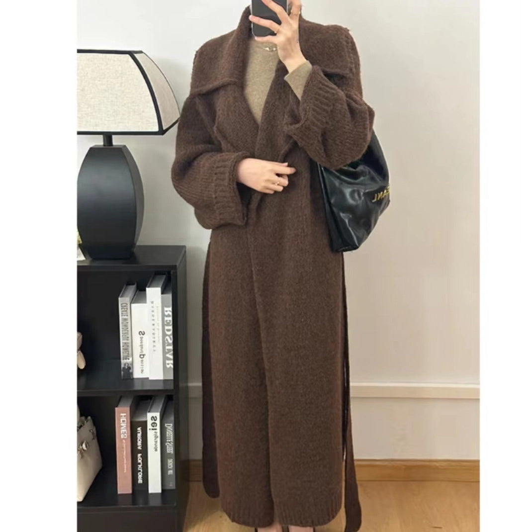 Autumn And Winter Mohair Knitted Coat For Women