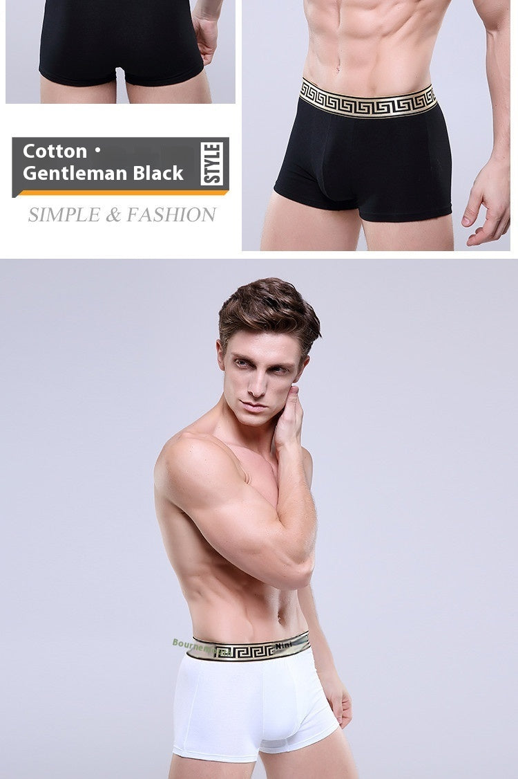 Men's Cotton Boxer Briefs Casual Solid Color Four Corners