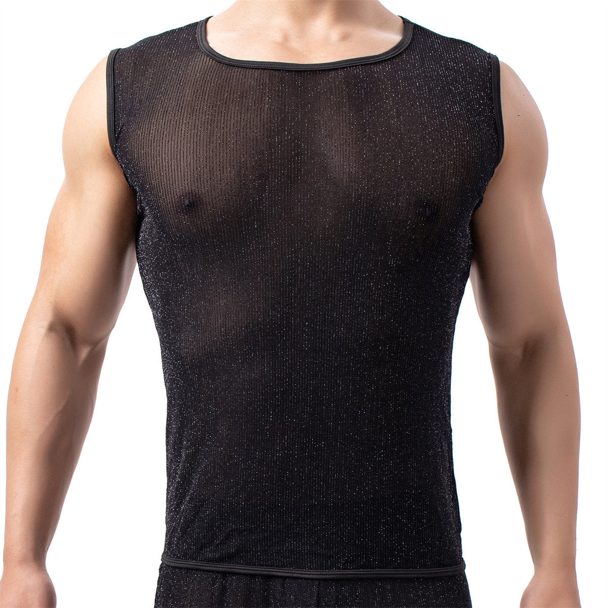 Men's Ice Silk Mesh Lace Transparent Vest