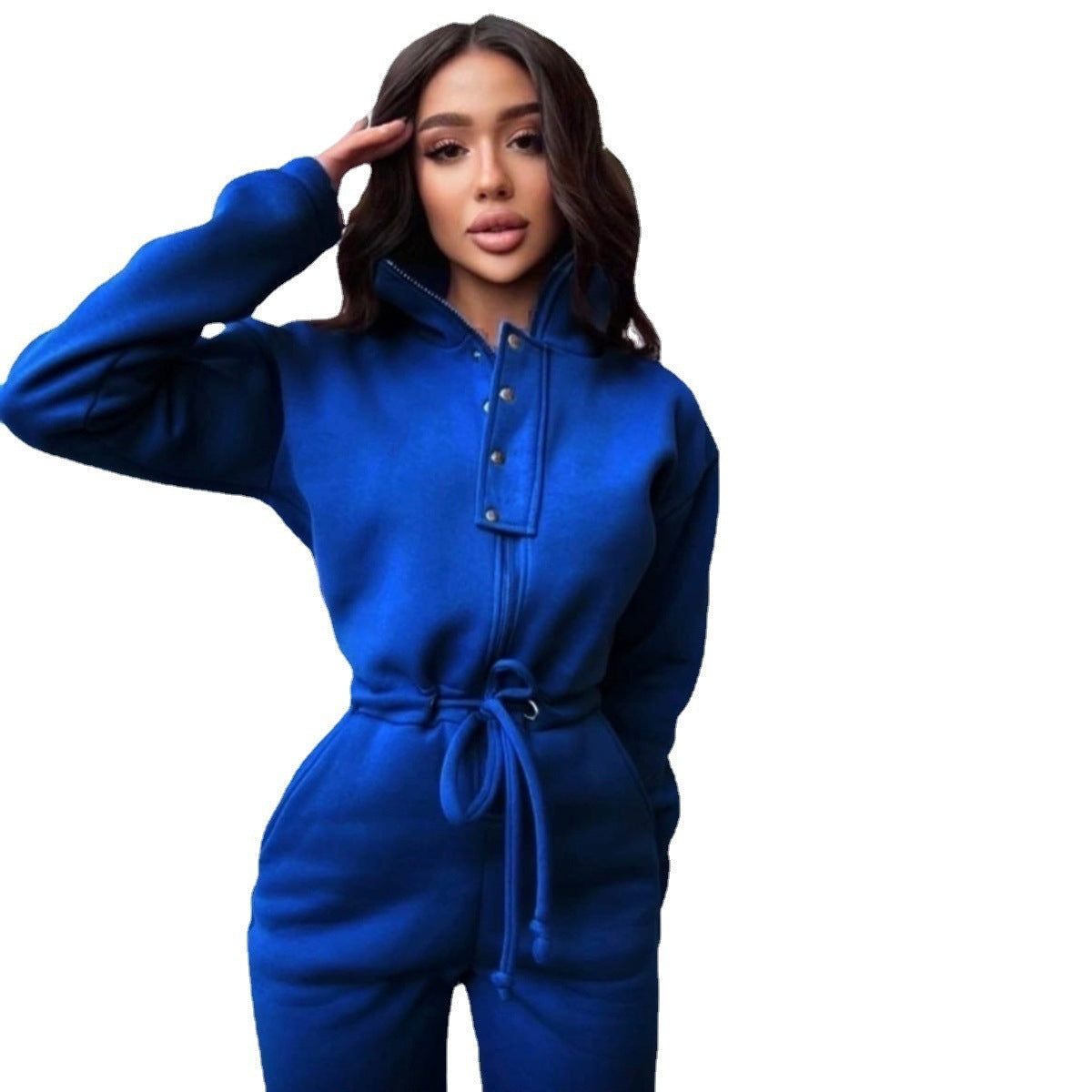 Stand-up Collar Cinched European And American Leisure Jumpsuit