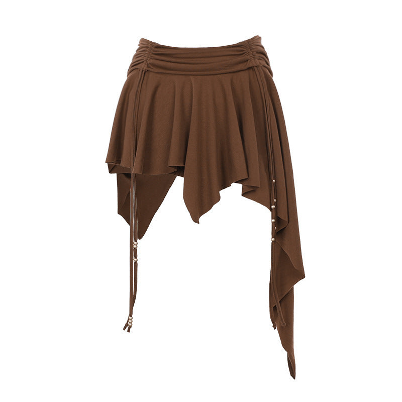 Casual All-match Irregular Drawstring Skirt