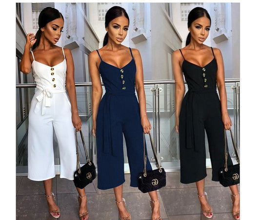 European and American new sexy halter straps jumpsuit