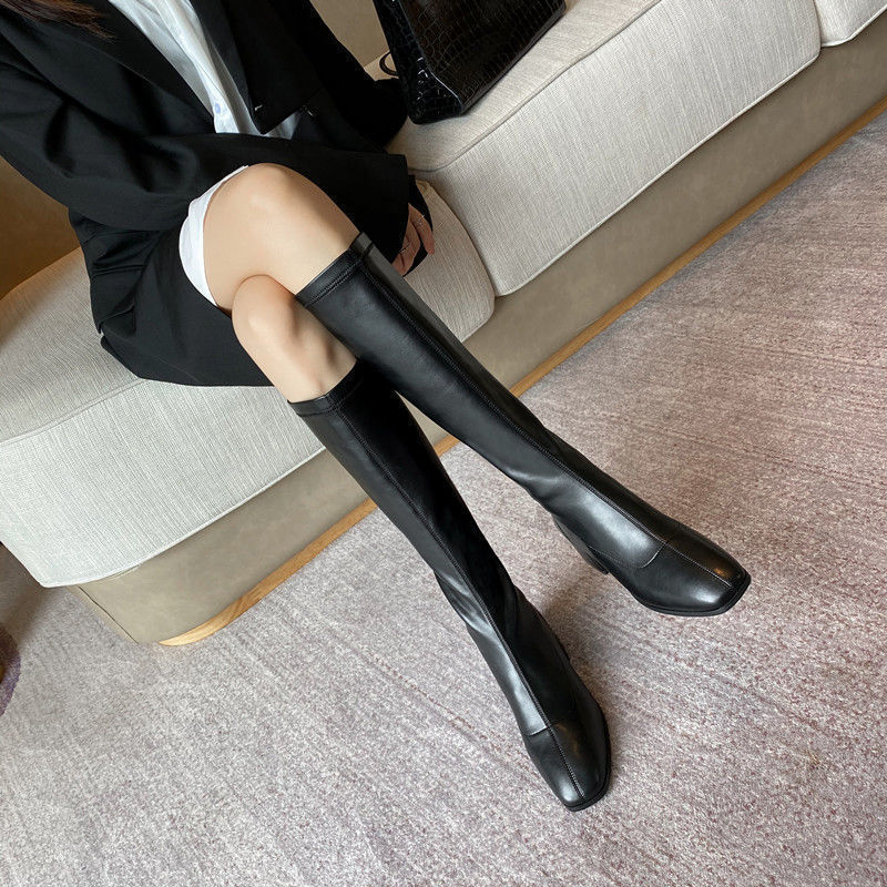 Long Velvet Boots Female Skim-fit Height Increasing