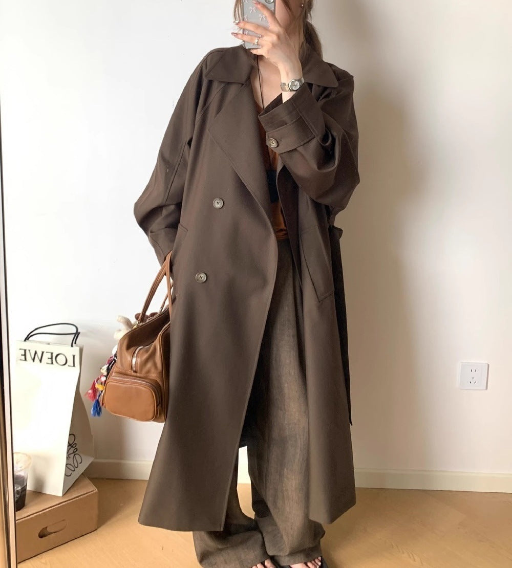 Early Autumn Lapel Long Trench Coat Raglan Sleeve Wide Version