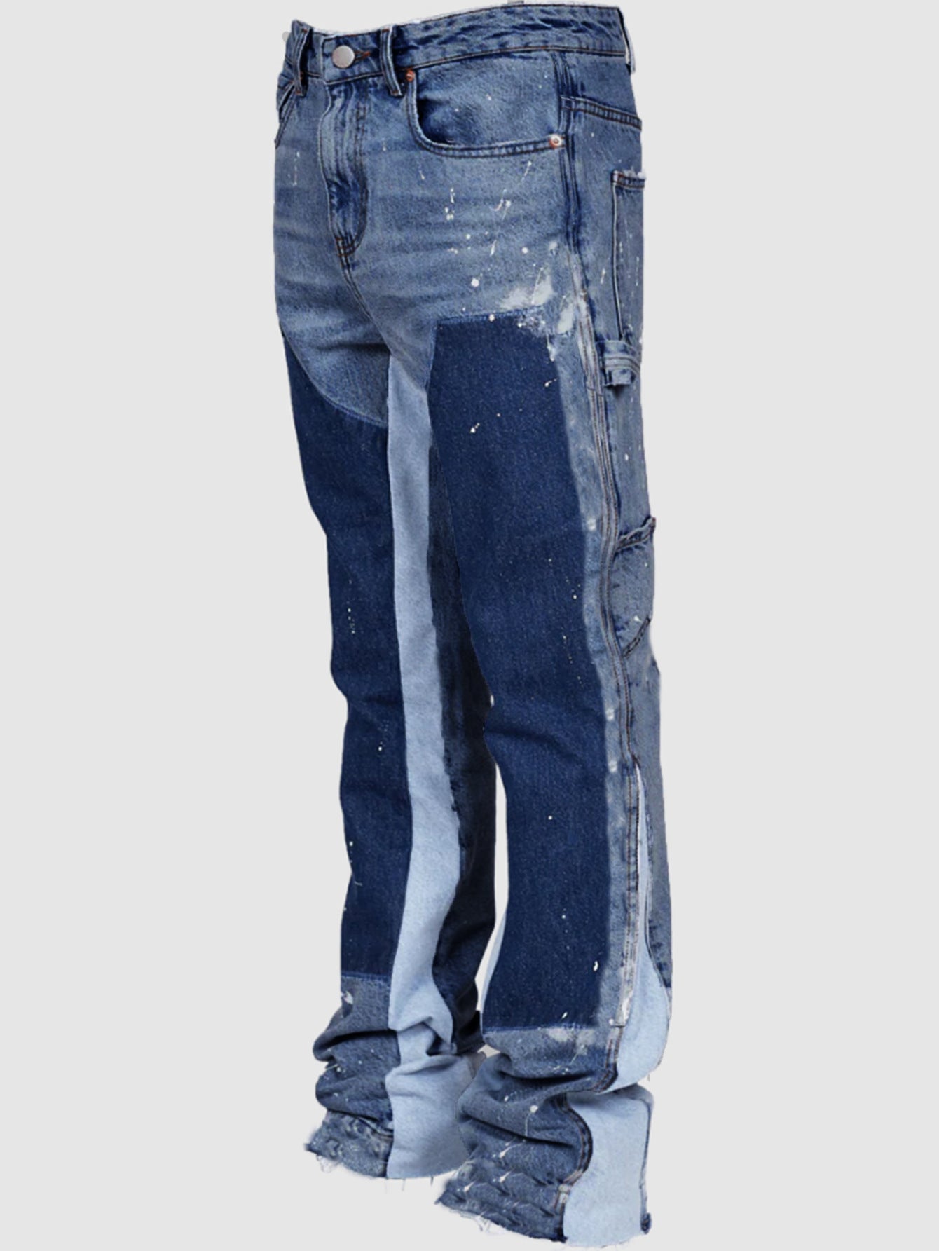 Men's Denim Overalls Laminated Bell-bottom Pants