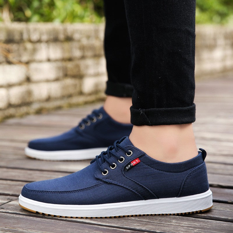 Men's Lace-up Canvas Shoes Casual Men Breathable Walking Flats Shoes