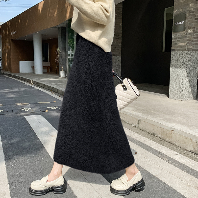 Women's Knitted Skirt Winter Korean Style Slim Fit