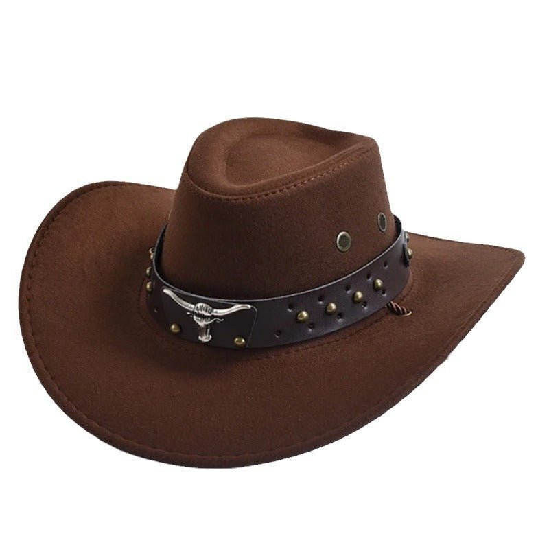 Artificial Suede Western Cowboy Hat Retro Large Edge Gentleman Jazz Outdoor Sunshade