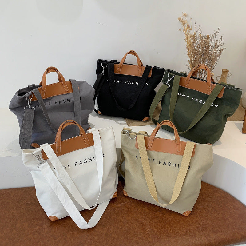 Canvas Shoulder Bag Women Ins Fashion Messenger Crossbody Bags Large Capacity Totes Handbag