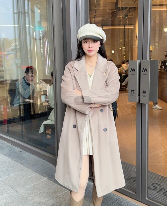 Autumn And Winter New Elegant Double Breasted Woolen Overcoat Coat Women