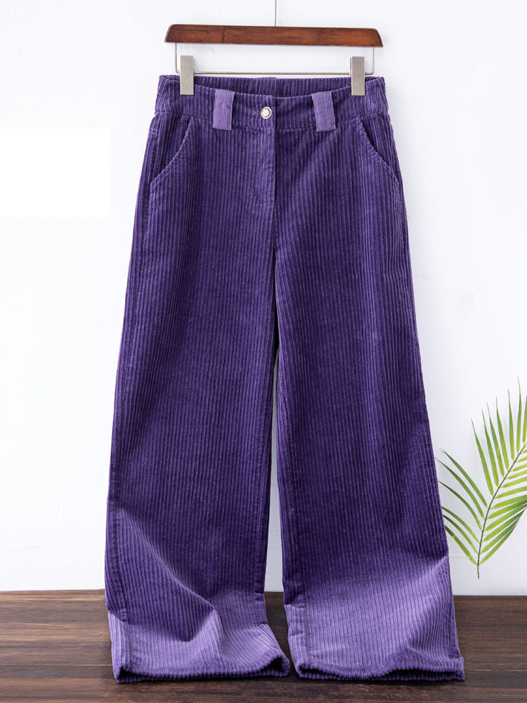 Women's High-waisted Corduroy Wide-leg Pants