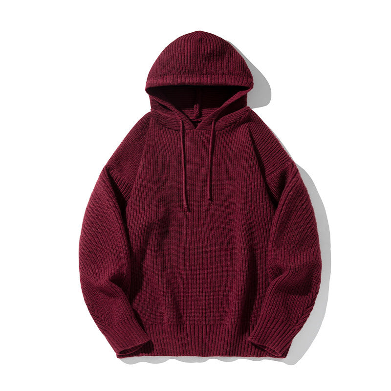 Solid Color Casual Hooded Sweater Men's Adjustable Sweater Casual