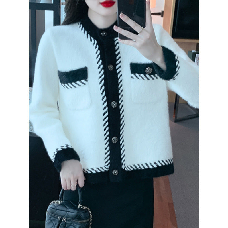 Mink-like Wool Knitted Cardigan Top