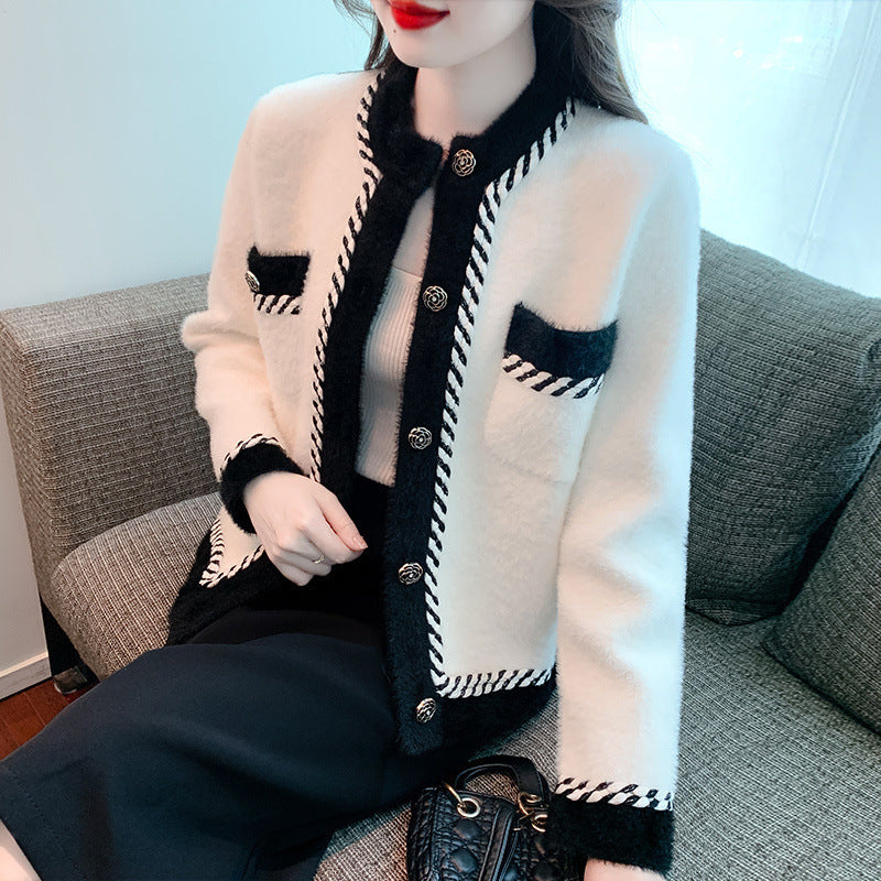 Mink-like Wool Knitted Cardigan Top