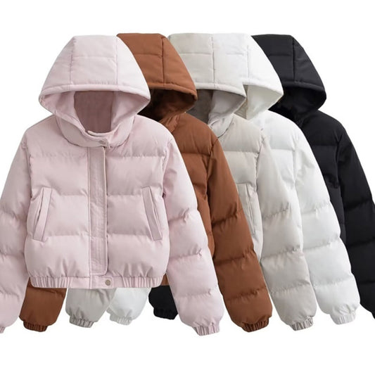 Autumn New Fashion Casual Simple All-matching Hooded Short Cotton Jacket