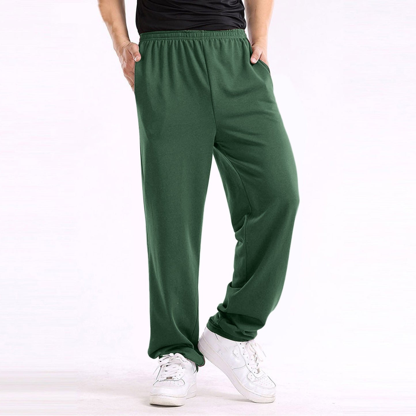 Casual Trousers Men's Home Straight Sweater Solid Color Loose Trousers