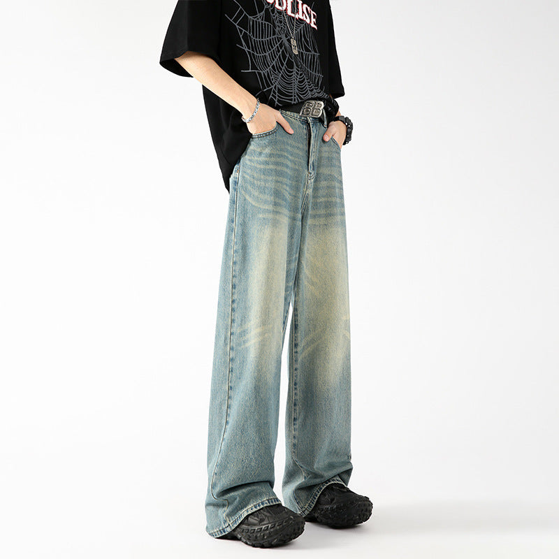 Ice Silk Thin Fashion Brand Baggy Straight Trousers