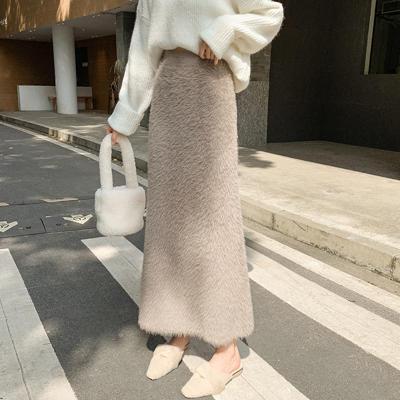 Women's Knitted Skirt Winter Korean Style Slim Fit