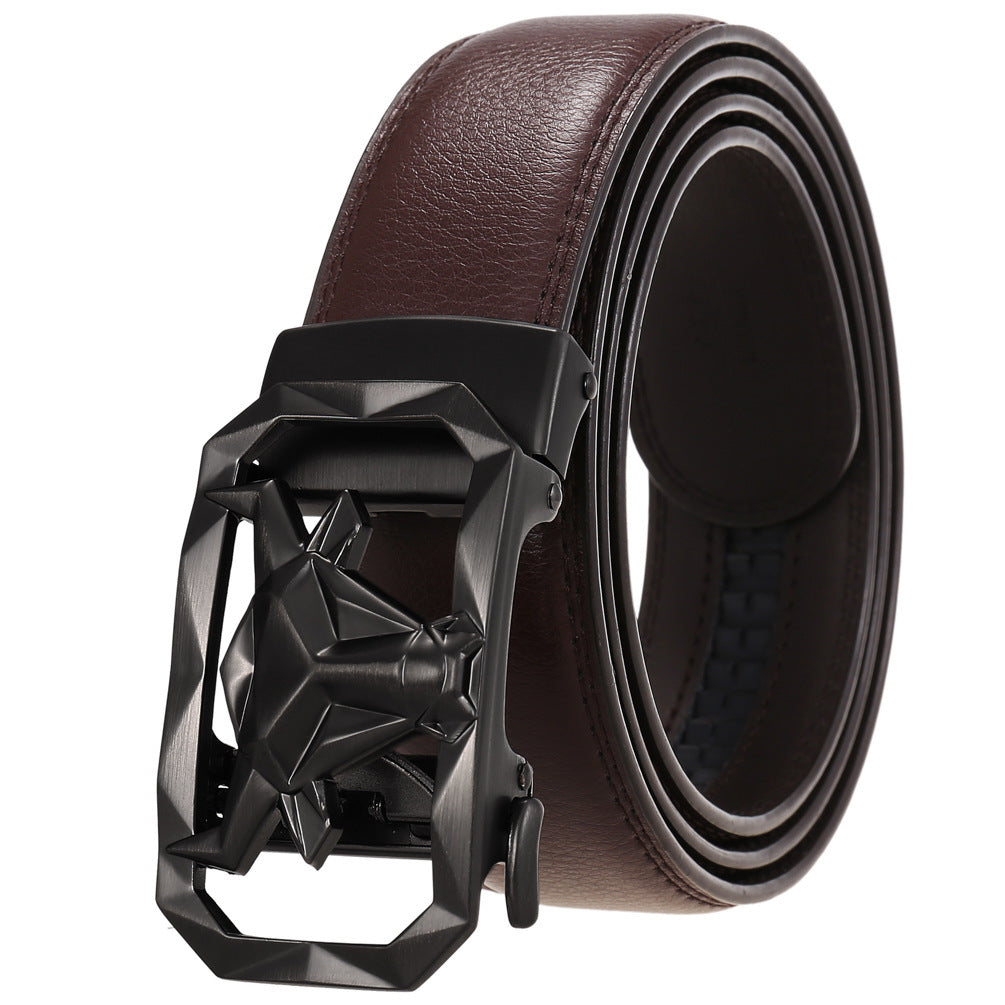 Fashion Men's Leather Belt Alloy Automatic Buckle