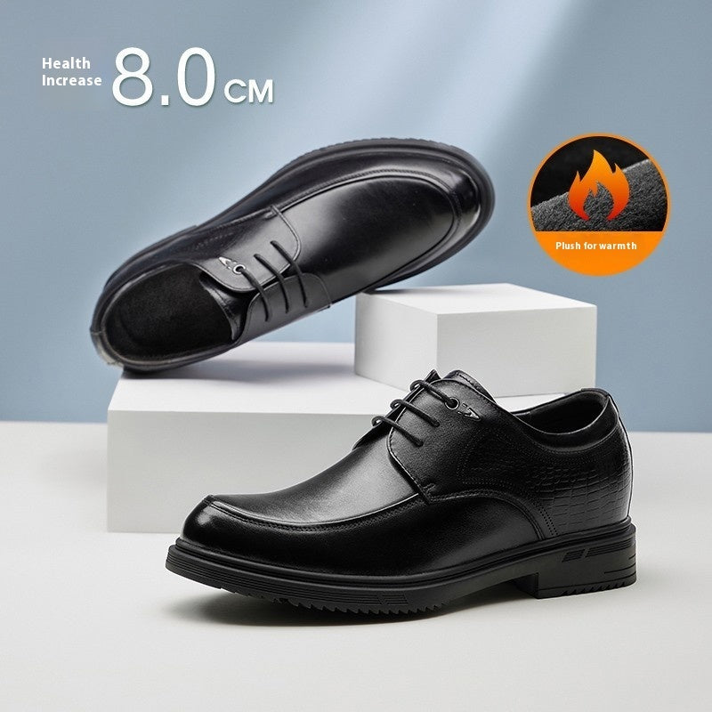 Height Increasing Insole 8cm Business Formal Wear Derby Shoes Genuine Leather Men's Shoes