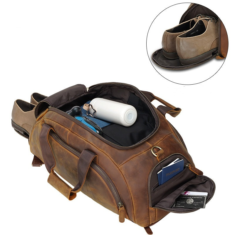 Men's Retro Cowhide Outdoor Large Capacity Backpack