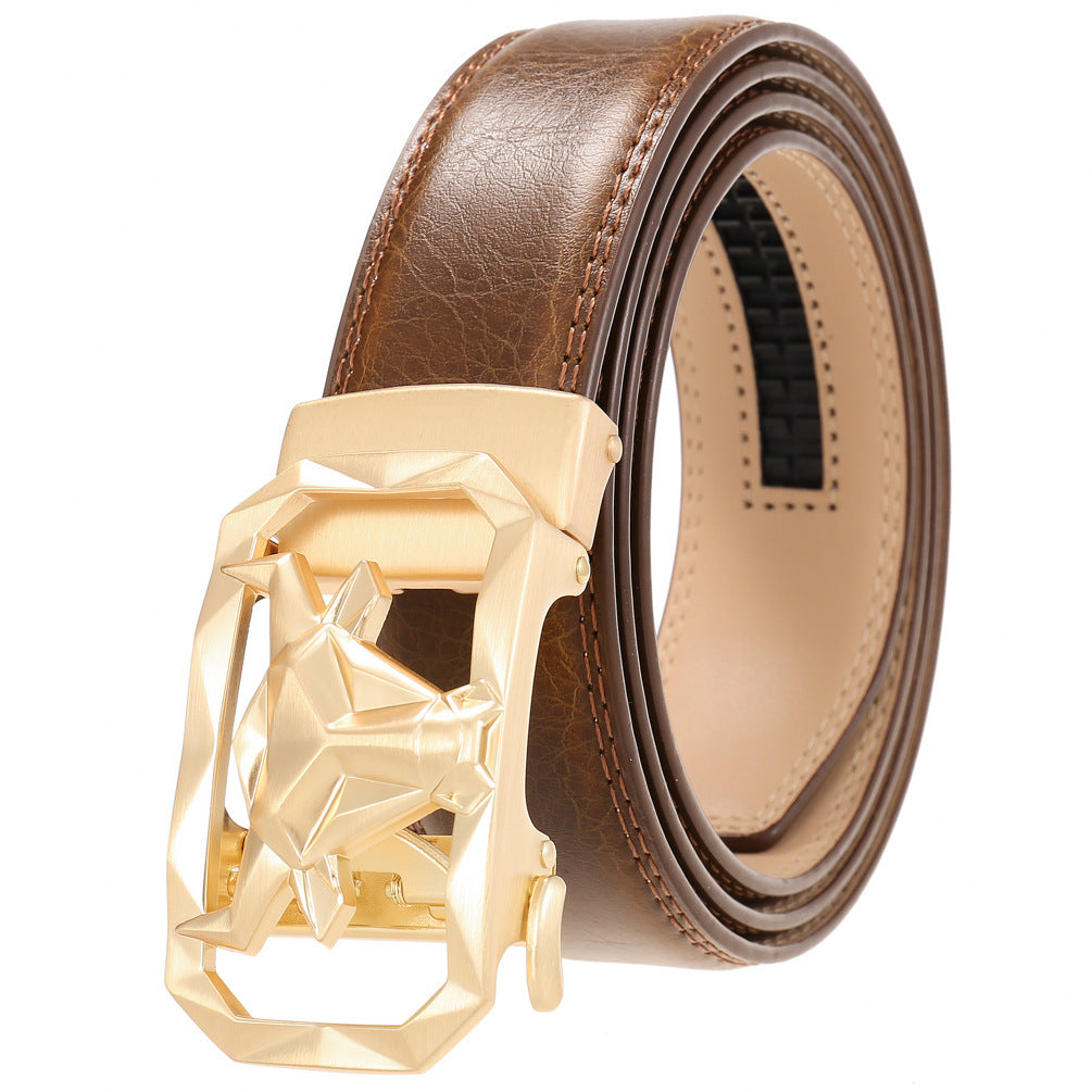 Fashion Men's Leather Belt Alloy Automatic Buckle