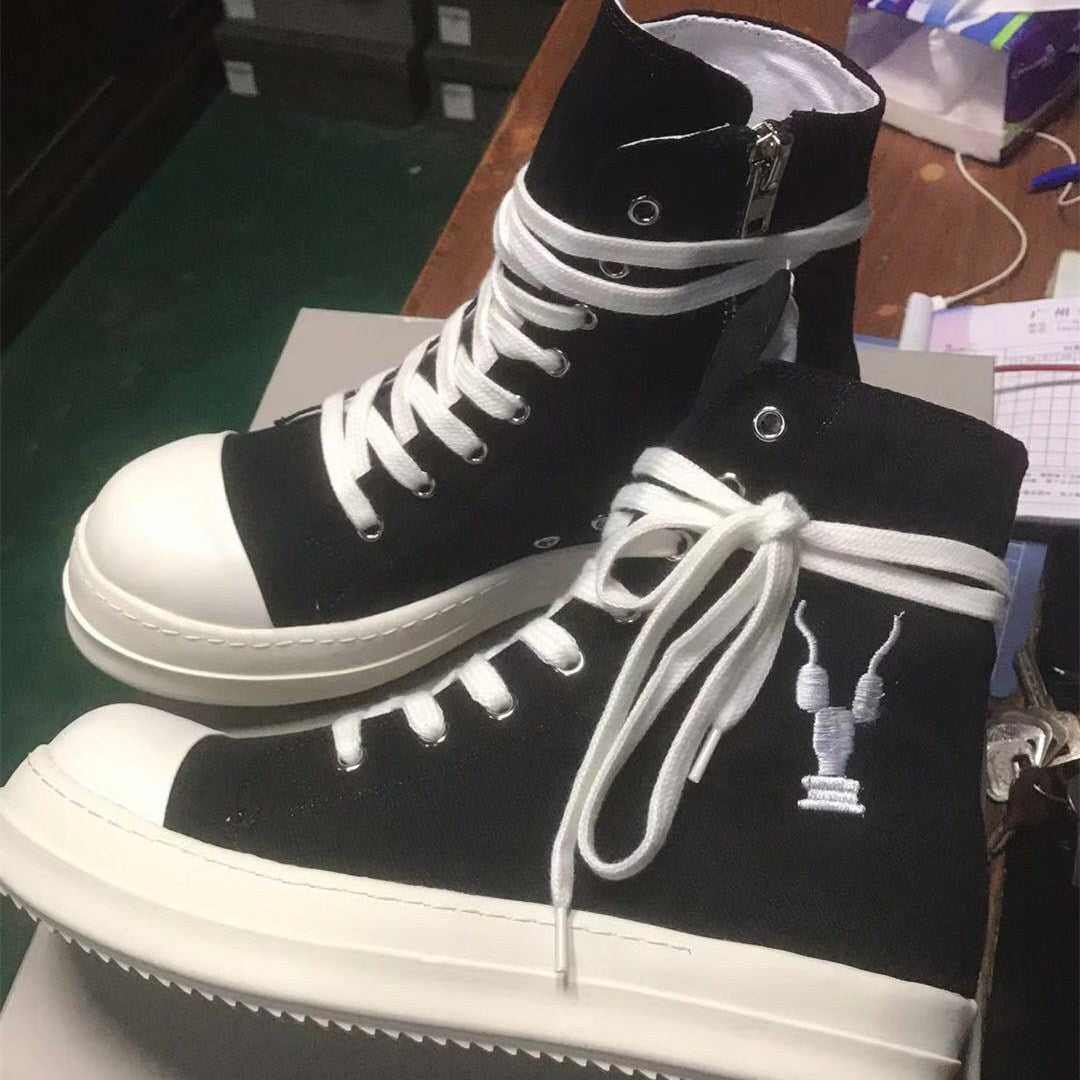 New High Top Canvas Men's Shoes With High Soles