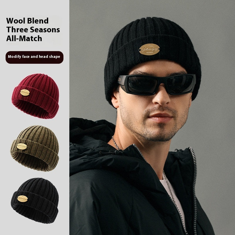 Autumn And Winter Wool Knitted Hat Men's Thick Windproof Warm Hat