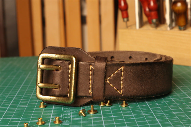 Cowhide Handmade Stitching Anti-allergy Men's Leather Belt