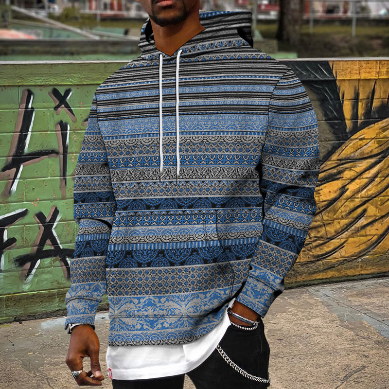 Ethnic Series Printed Hoodie Men's Sweater