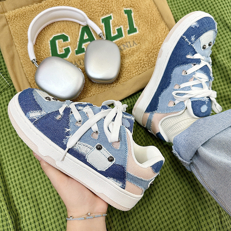 Denim Canvas Cold Glue Bread Shoes