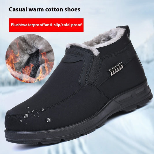 Winter Fleece-lined Thick Waterproof Warm Men's Cotton Shoes