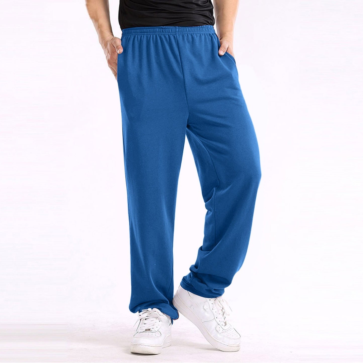 Casual Trousers Men's Home Straight Sweater Solid Color Loose Trousers