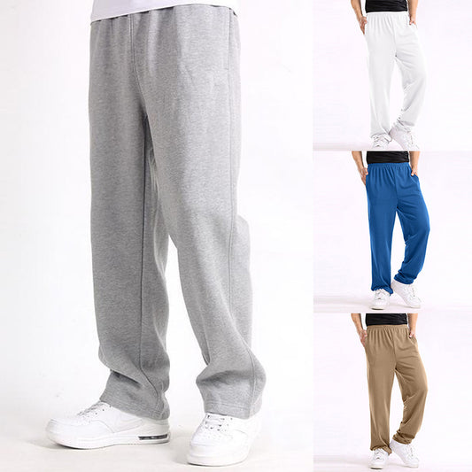 Casual Trousers Men's Home Straight Sweater Solid Color Loose Trousers