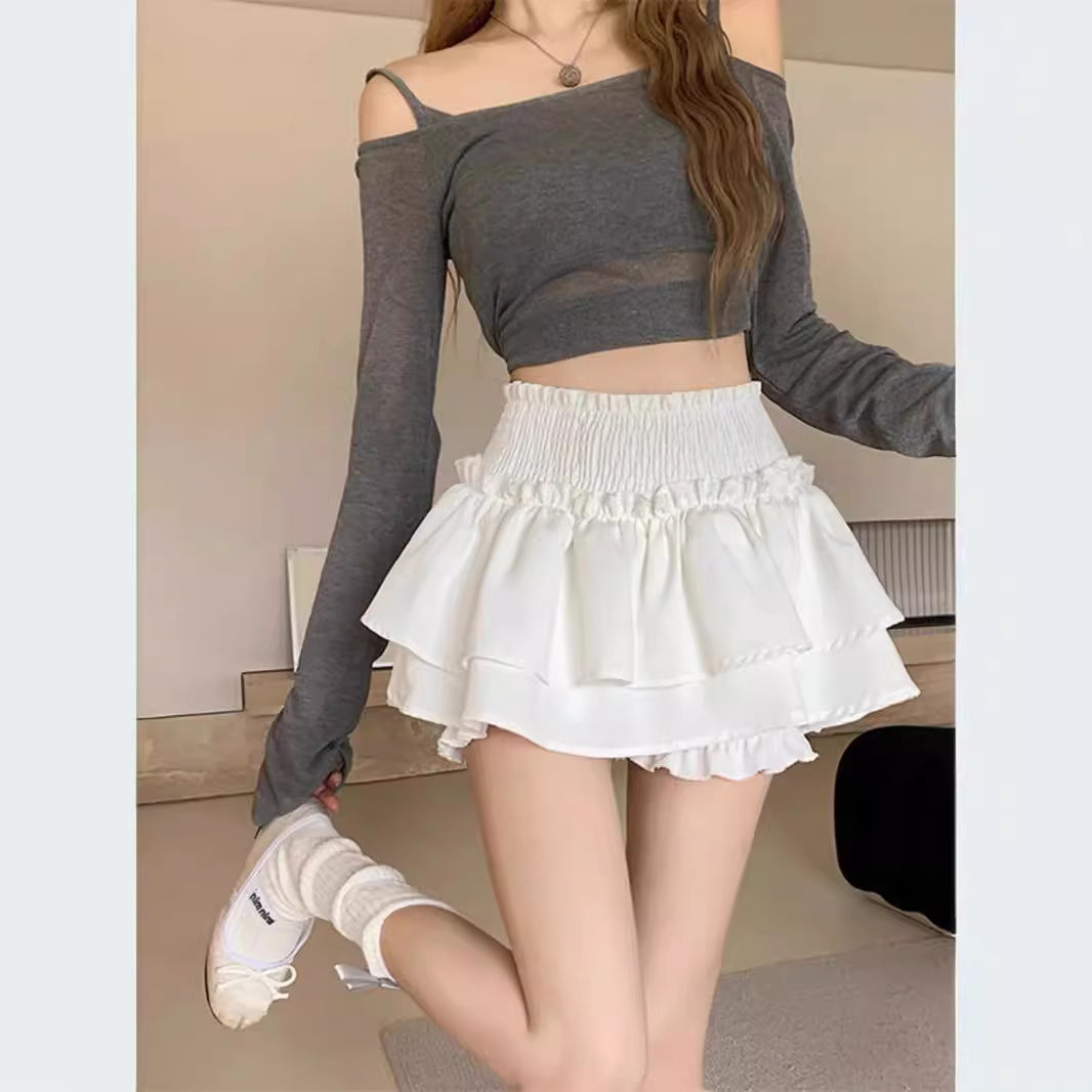 High Waist Slimming Sense Of Design Sweet And Spicy Cake Puff Short Skirt