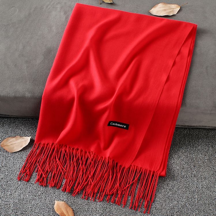 Fashion Simple Solid Color Tassel Scarf Shawl