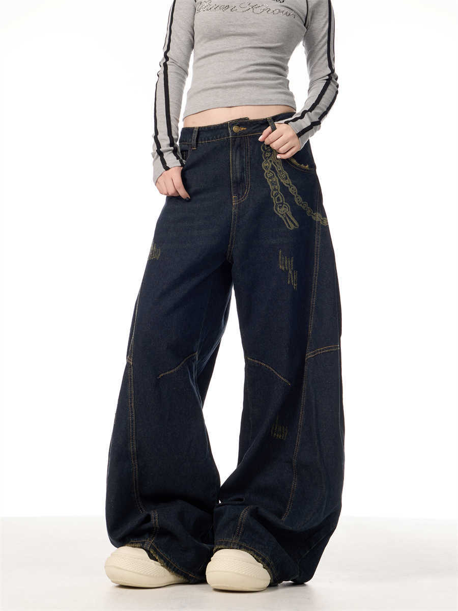 Women's Retro Patchwork Machete Wide Leg Denim Overalls