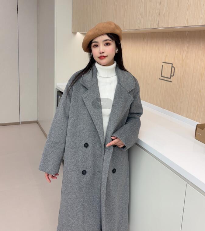 Autumn And Winter New Elegant Double Breasted Woolen Overcoat Coat Women