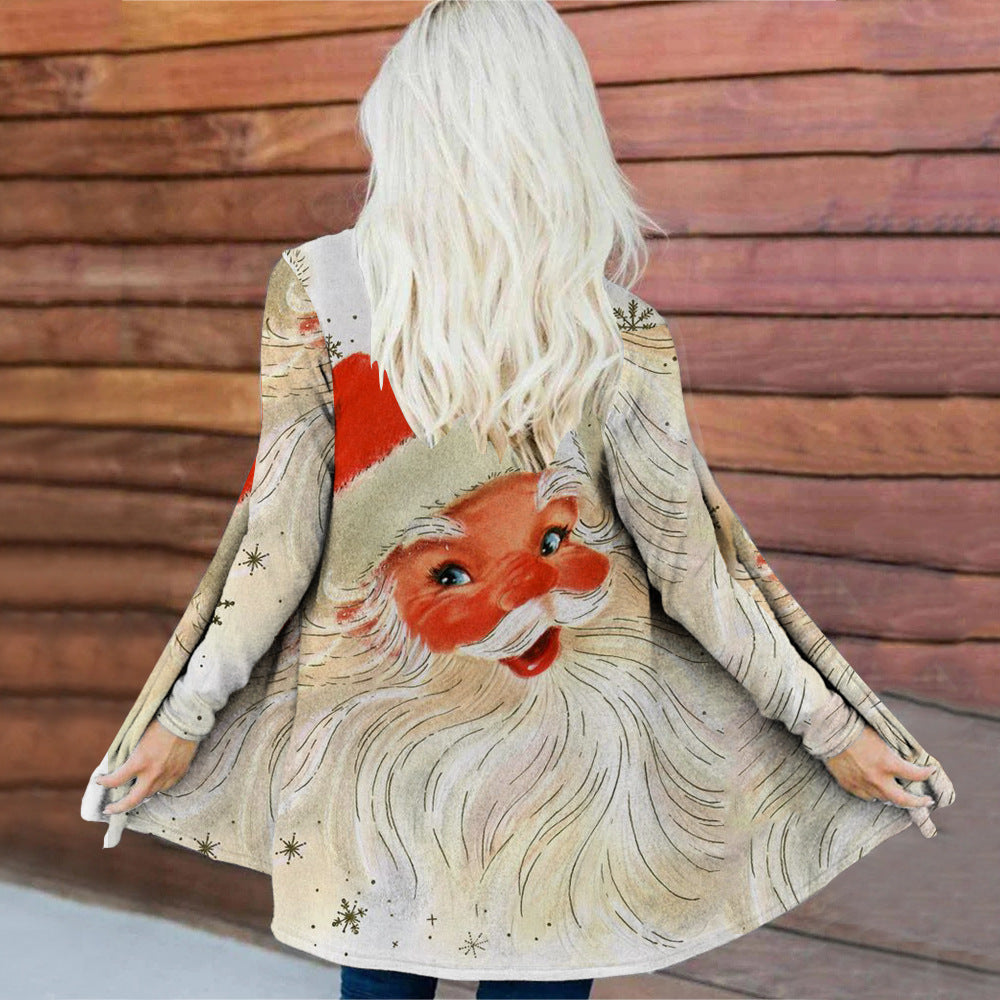 Women's Fashion Christmas Digital Printing Coat